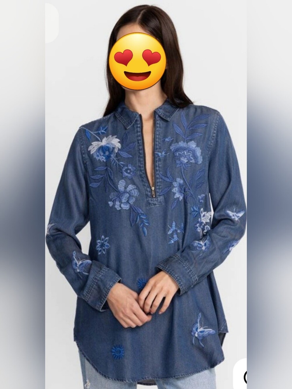 Jazmine Zipup Shirt Tunic by Johnny Was - Picture 4 of 10